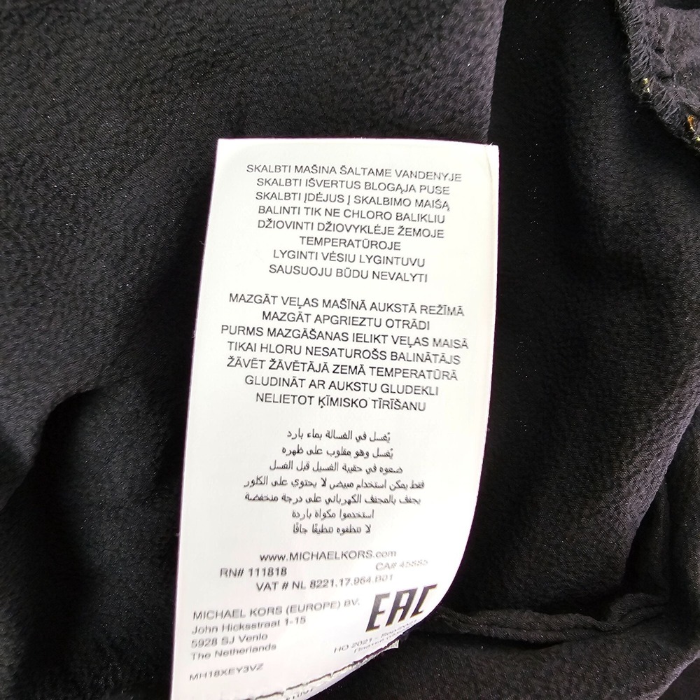 Michael Kors Julia Dress Foil Gold Black Snakeskin Print Ruffle LS XL Metallic - Picture 10 of 11